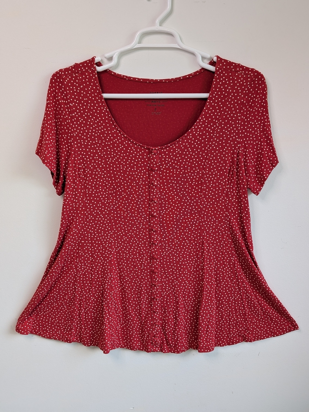 torrid Red Polka Dot Button-Front Scoop Neck Top Super Soft